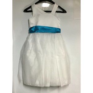 1st Communion/Flower Girl Dress-White W/Sash-Sz 7-Worn Once